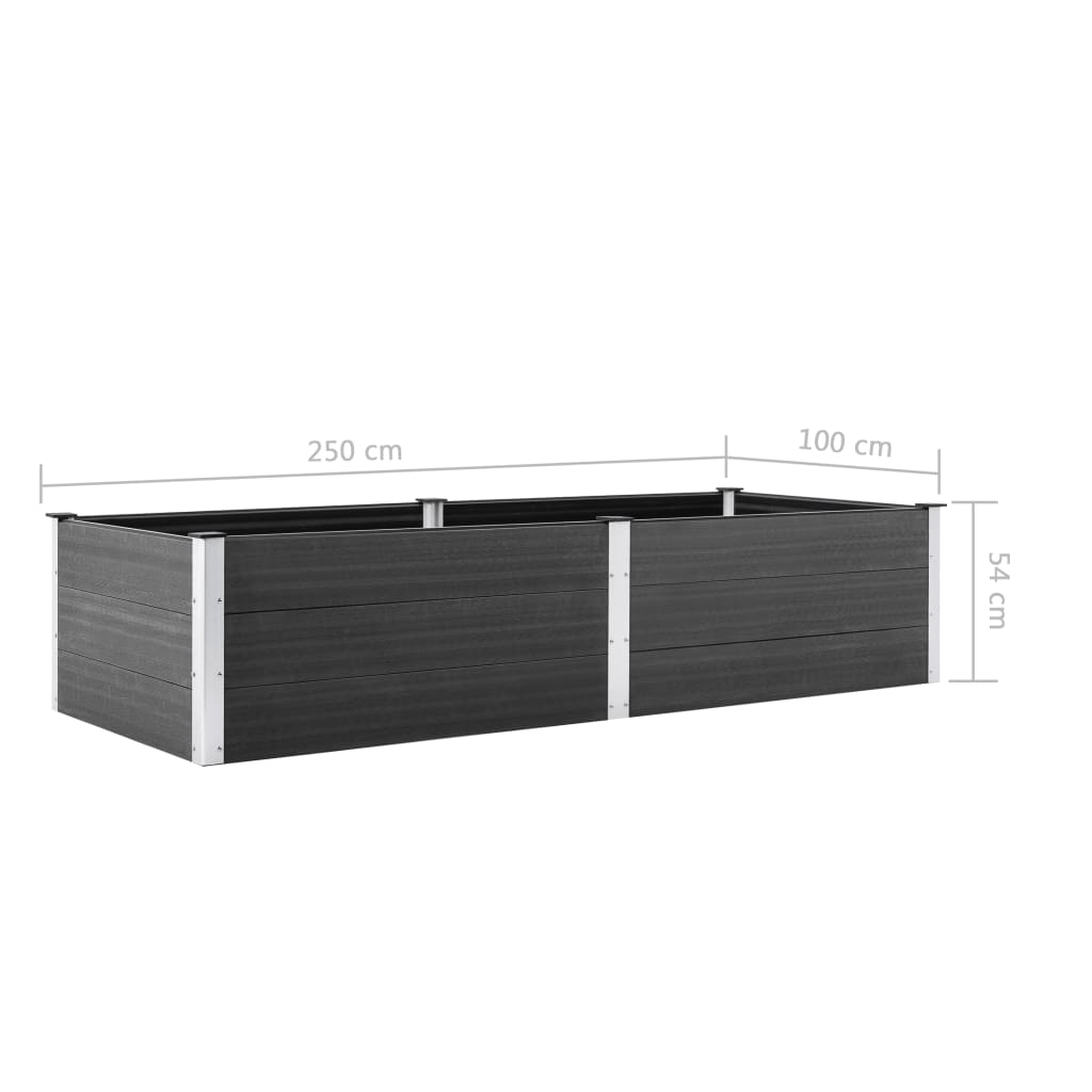 Puutarhan korotettu kukkalaatikko 250x100x54 cm WPC harmaa - Sisustajankoti.fi