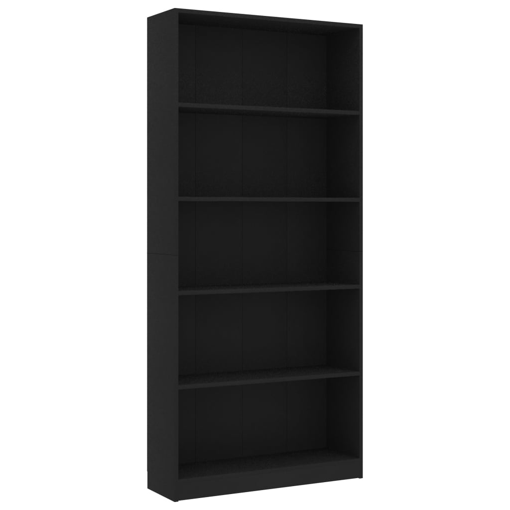 5-tasoinen kirjahylly musta 80x24x175 cm - Sisustajankoti.fi