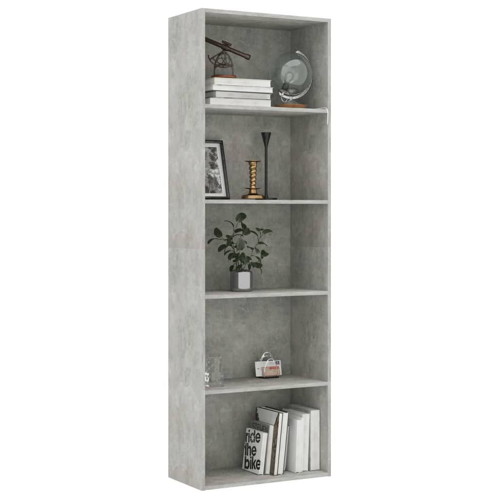 5-tasoinen kirjahylly betoninharmaa 60x30x189 cm - Sisustajankoti.fi