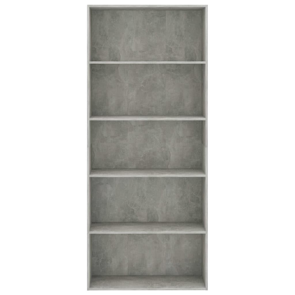 5-tasoinen kirjahylly betoninharmaa 80x30x189 cm - Sisustajankoti.fi