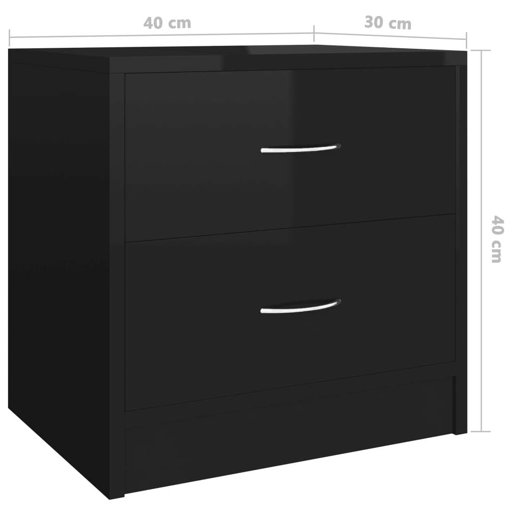 Yöpöydät 2 kpl korkeakiilto musta 40x30x40 cm - Sisustajankoti.fi