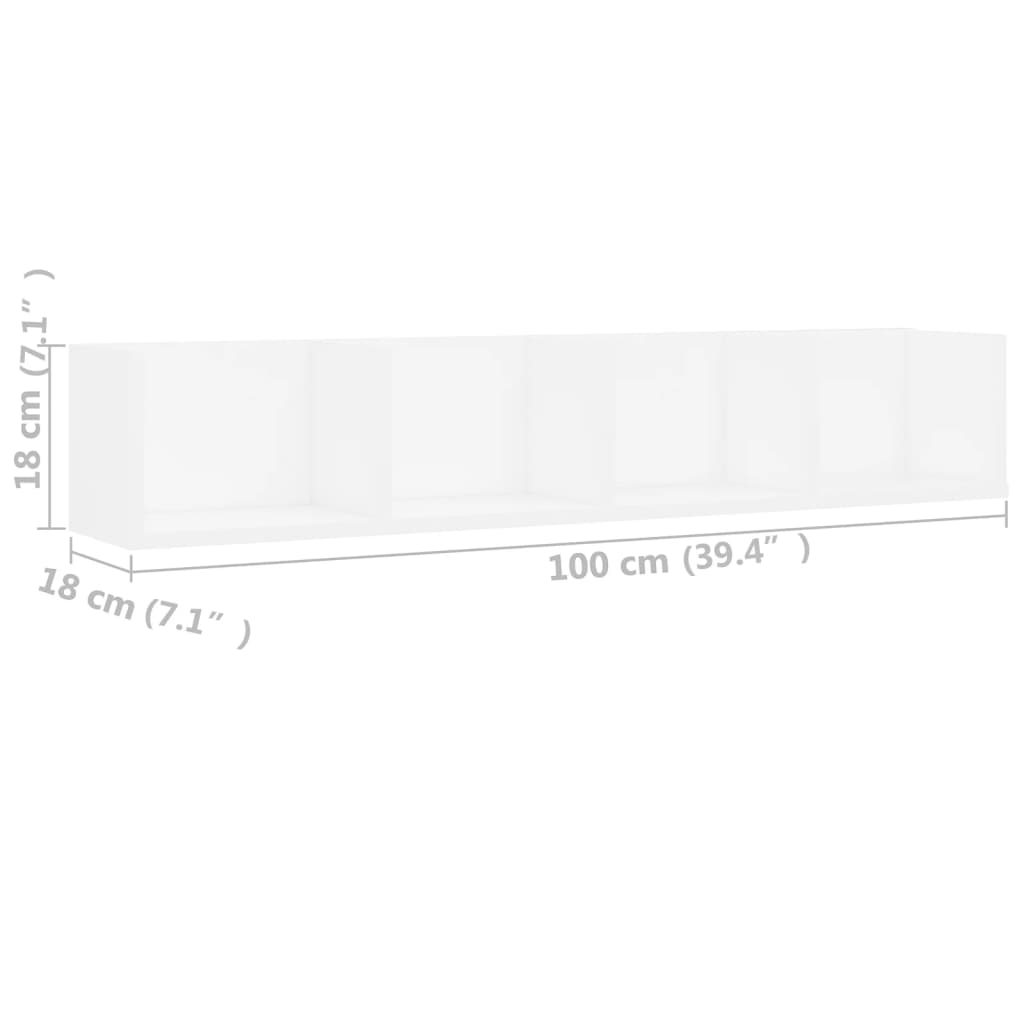 CD-seinähylly valkoinen 100x18x18 cm - Sisustajankoti.fi