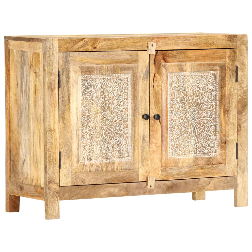 Käsin veistetty senkki 90x35x68 cm täysi mangopuu - Sisustajankoti.fi