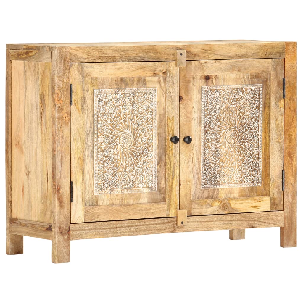 Käsin veistetty senkki 90x35x68 cm täysi mangopuu - Sisustajankoti.fi