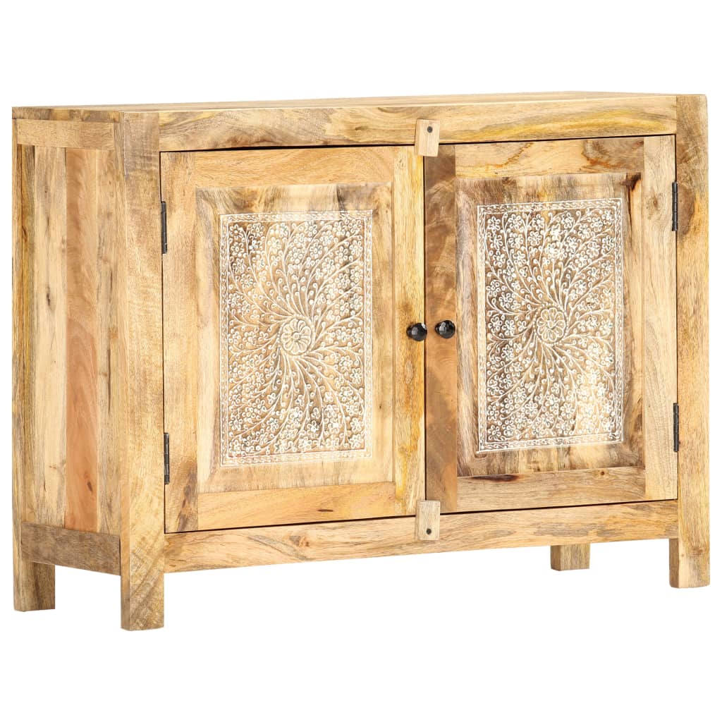 Käsin veistetty senkki 90x35x68 cm täysi mangopuu - Sisustajankoti.fi