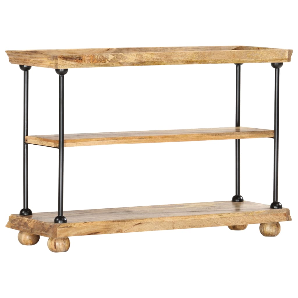 2-tasoinen kirjahylly 110x35x75 cm täysi mangopuu ja teräs - Sisustajankoti.fi