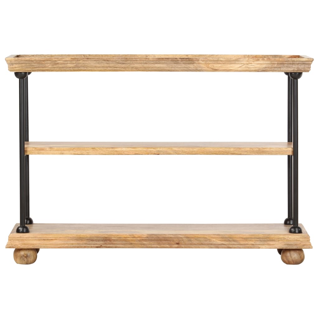 2-tasoinen kirjahylly 110x35x75 cm täysi mangopuu ja teräs - Sisustajankoti.fi