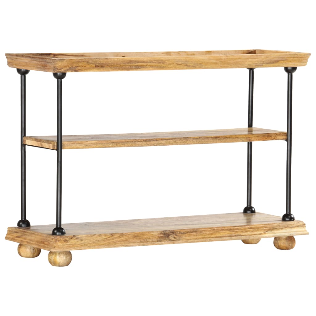 2-tasoinen kirjahylly 110x35x75 cm täysi mangopuu ja teräs - Sisustajankoti.fi