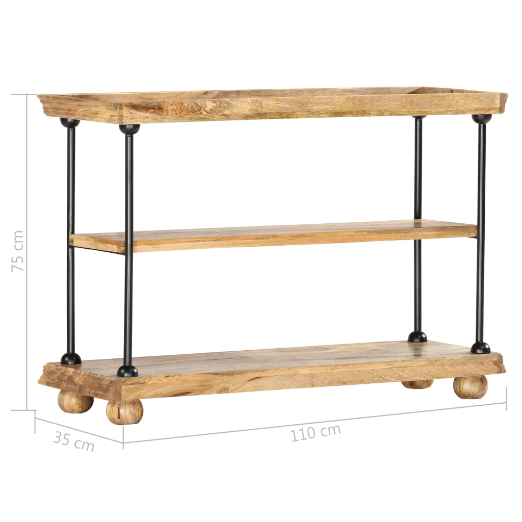2-tasoinen kirjahylly 110x35x75 cm täysi mangopuu ja teräs - Sisustajankoti.fi