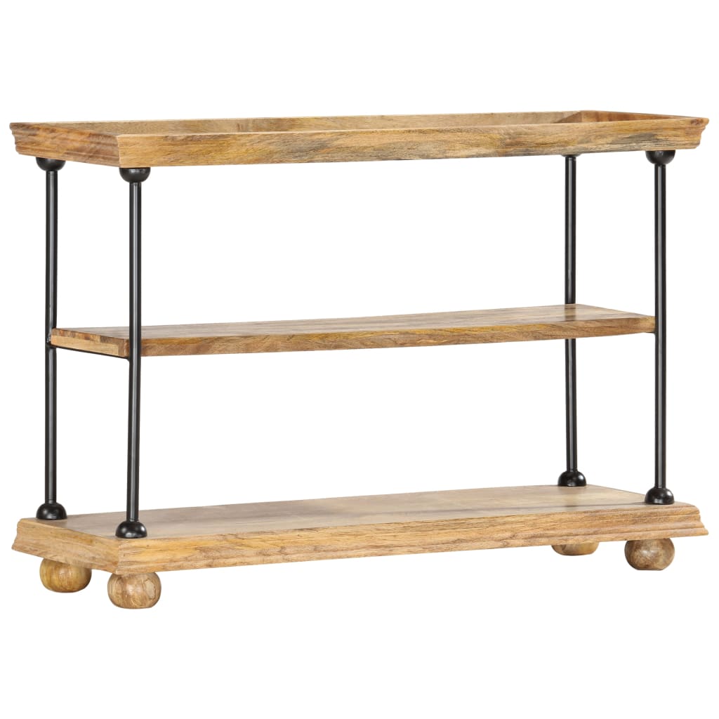 2-tasoinen kirjahylly 110x35x75 cm täysi mangopuu ja teräs - Sisustajankoti.fi