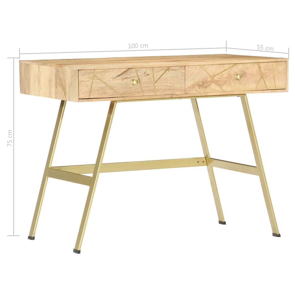 Kirjoituspöytä vetolaatikoilla 100x55x75 cm täysi mangopuu - Sisustajankoti.fi