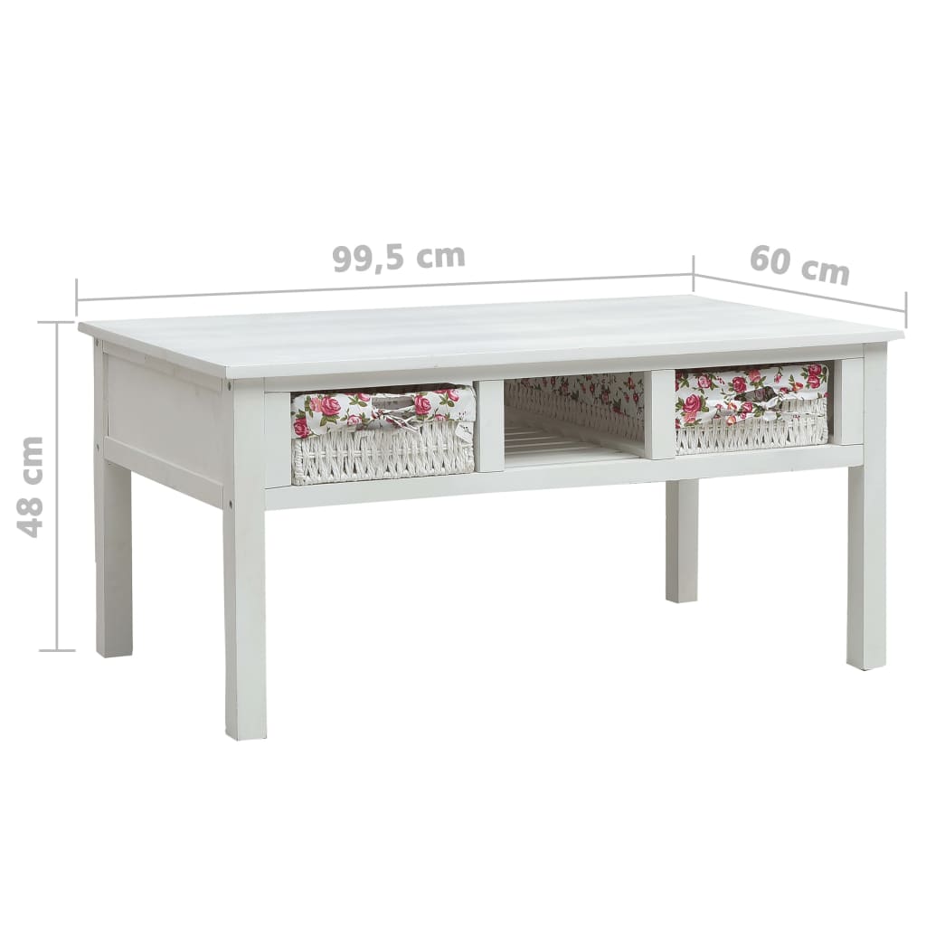 Sohvapöytä valkoinen 99,5x60x48 cm puu - Sisustajankoti.fi