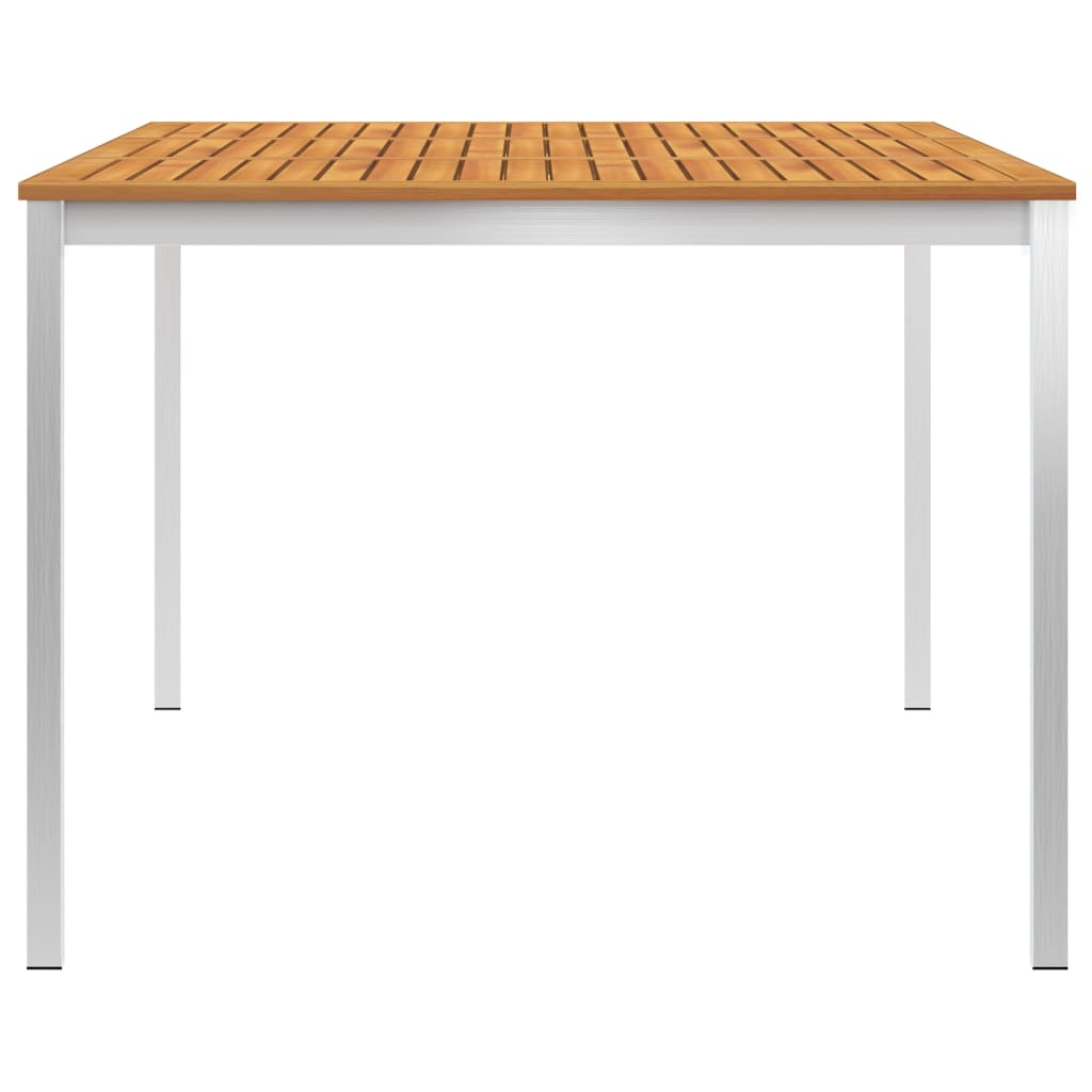 Ulkoruokapöytä 200x100x75 cm akaasiapuu ja ruostumaton teräs - Sisustajankoti.fi