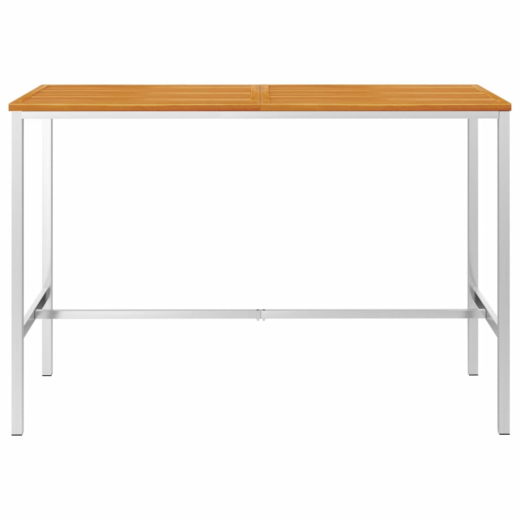 Baaripöytä 160x60x105 cm täysi akaasiapuu ja ruostumaton teräs - Sisustajankoti.fi