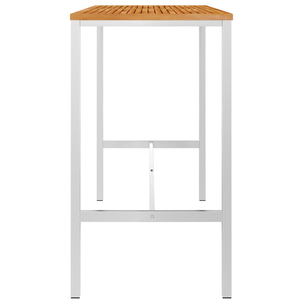 Baaripöytä 160x60x105 cm täysi akaasiapuu ja ruostumaton teräs - Sisustajankoti.fi