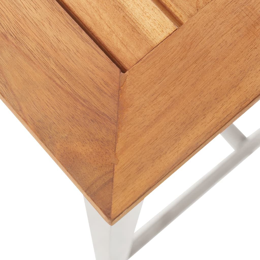 Baaripöytä 160x60x105 cm täysi akaasiapuu ja ruostumaton teräs - Sisustajankoti.fi