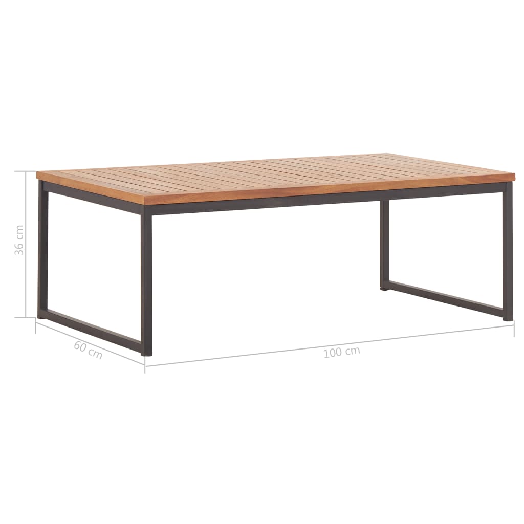 Sohvapöytä 100x60x36 cm täysi akaasiapuu ja teräs - Sisustajankoti.fi