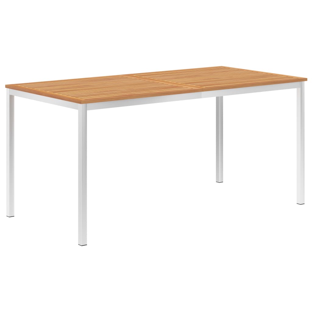 Puutarhan ruokapöytä 160x80x75 cm tiikki ja ruostumaton teräs - Sisustajankoti.fi