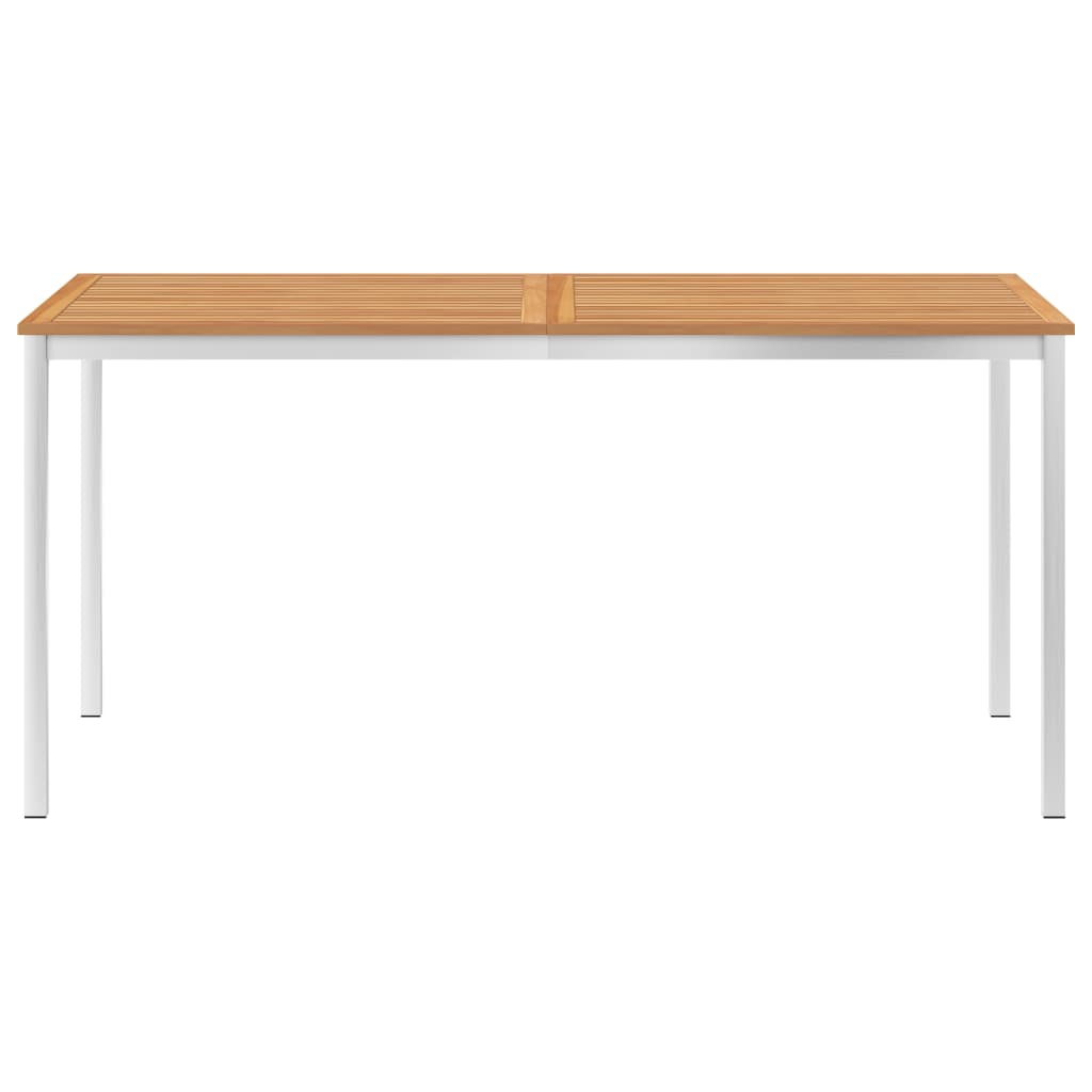 Puutarhan ruokapöytä 160x80x75 cm tiikki ja ruostumaton teräs - Sisustajankoti.fi