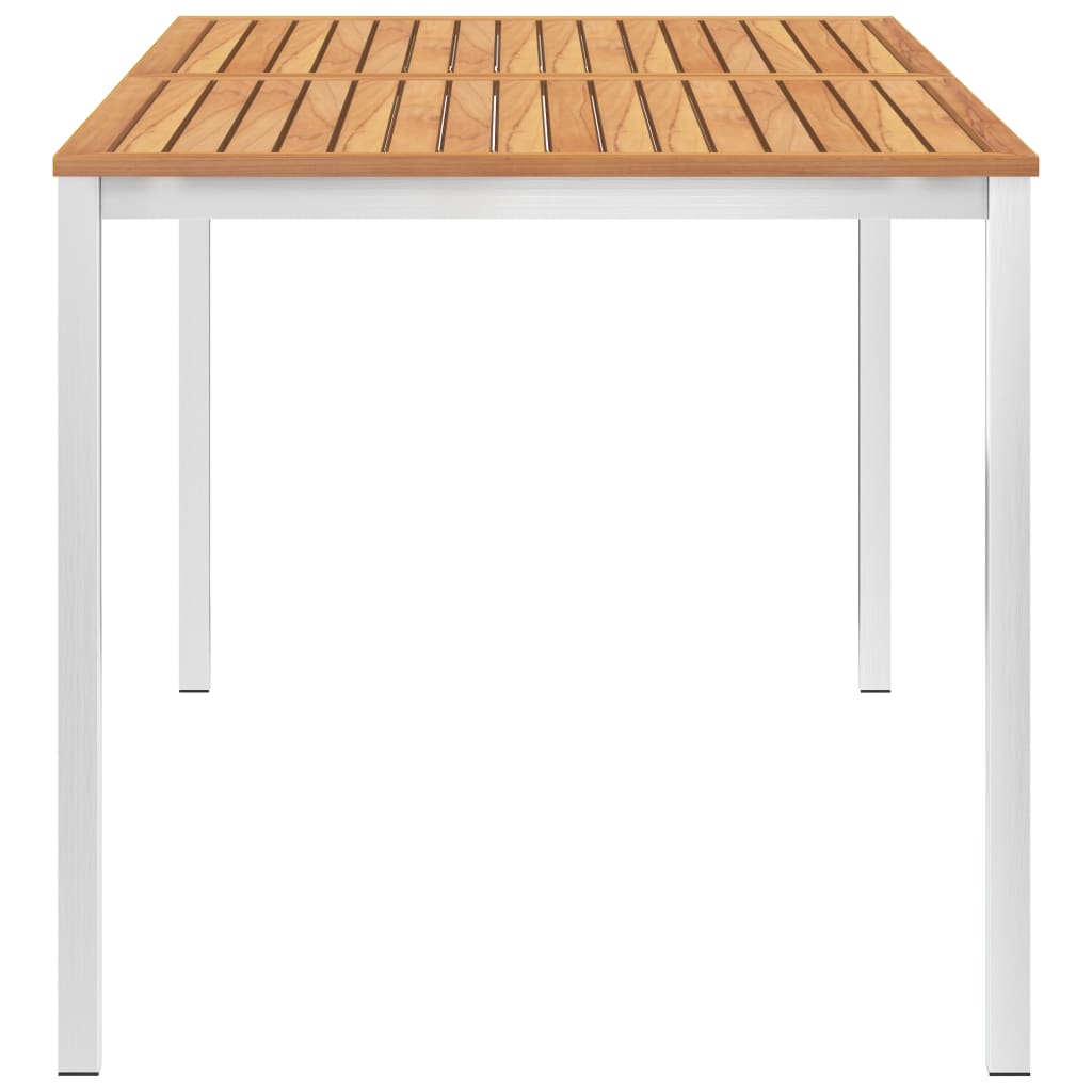 Puutarhan ruokapöytä 160x80x75 cm tiikki ja ruostumaton teräs - Sisustajankoti.fi