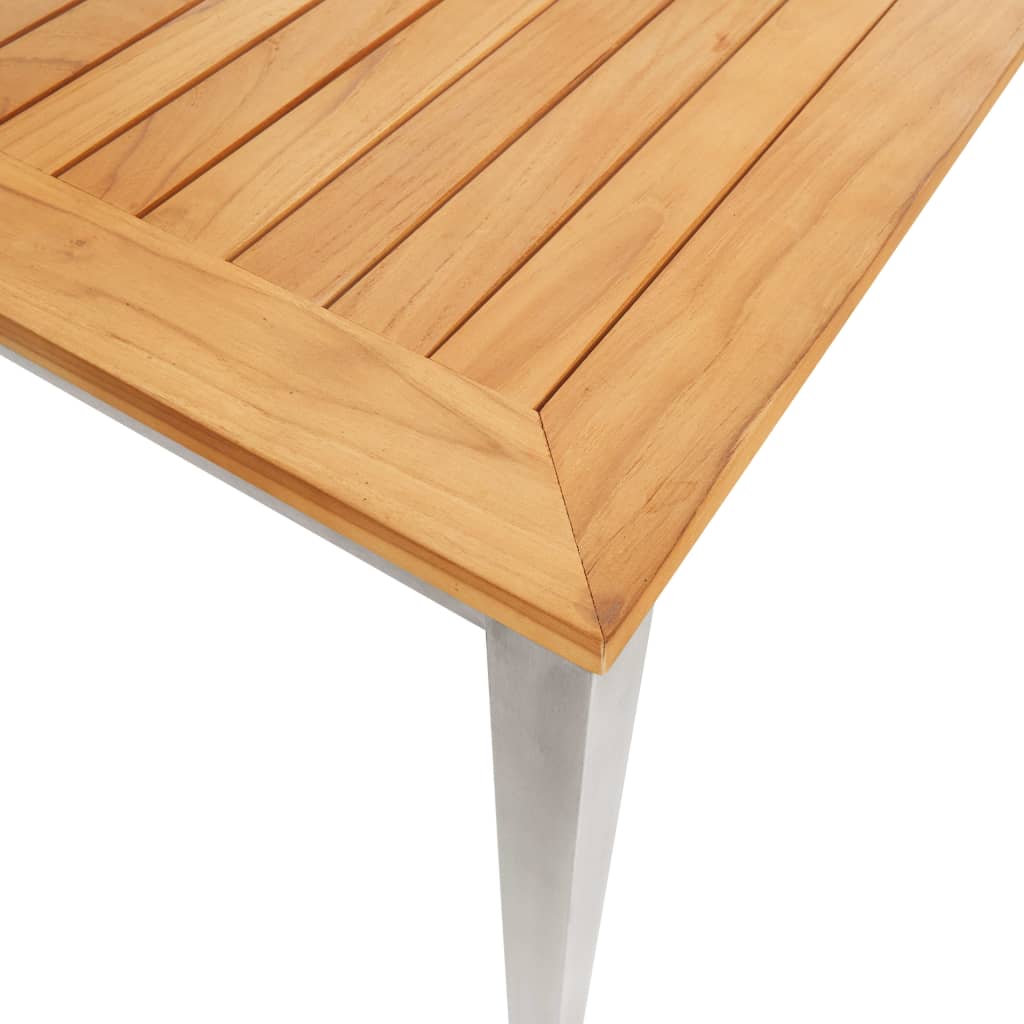 Puutarhan ruokapöytä 160x80x75 cm tiikki ja ruostumaton teräs - Sisustajankoti.fi