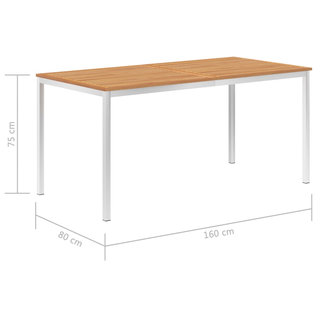 Puutarhan ruokapöytä 160x80x75 cm tiikki ja ruostumaton teräs - Sisustajankoti.fi