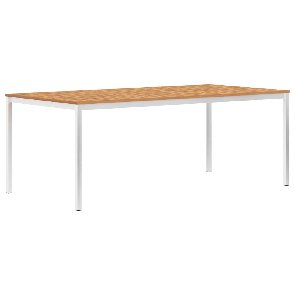 Puutarhan ruokapöytä 200x100x75 cm tiikki ja ruostumaton teräs - Sisustajankoti.fi