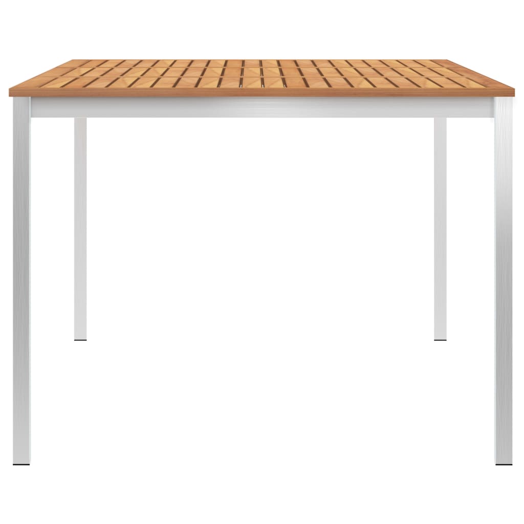 Puutarhan ruokapöytä 200x100x75 cm tiikki ja ruostumaton teräs - Sisustajankoti.fi