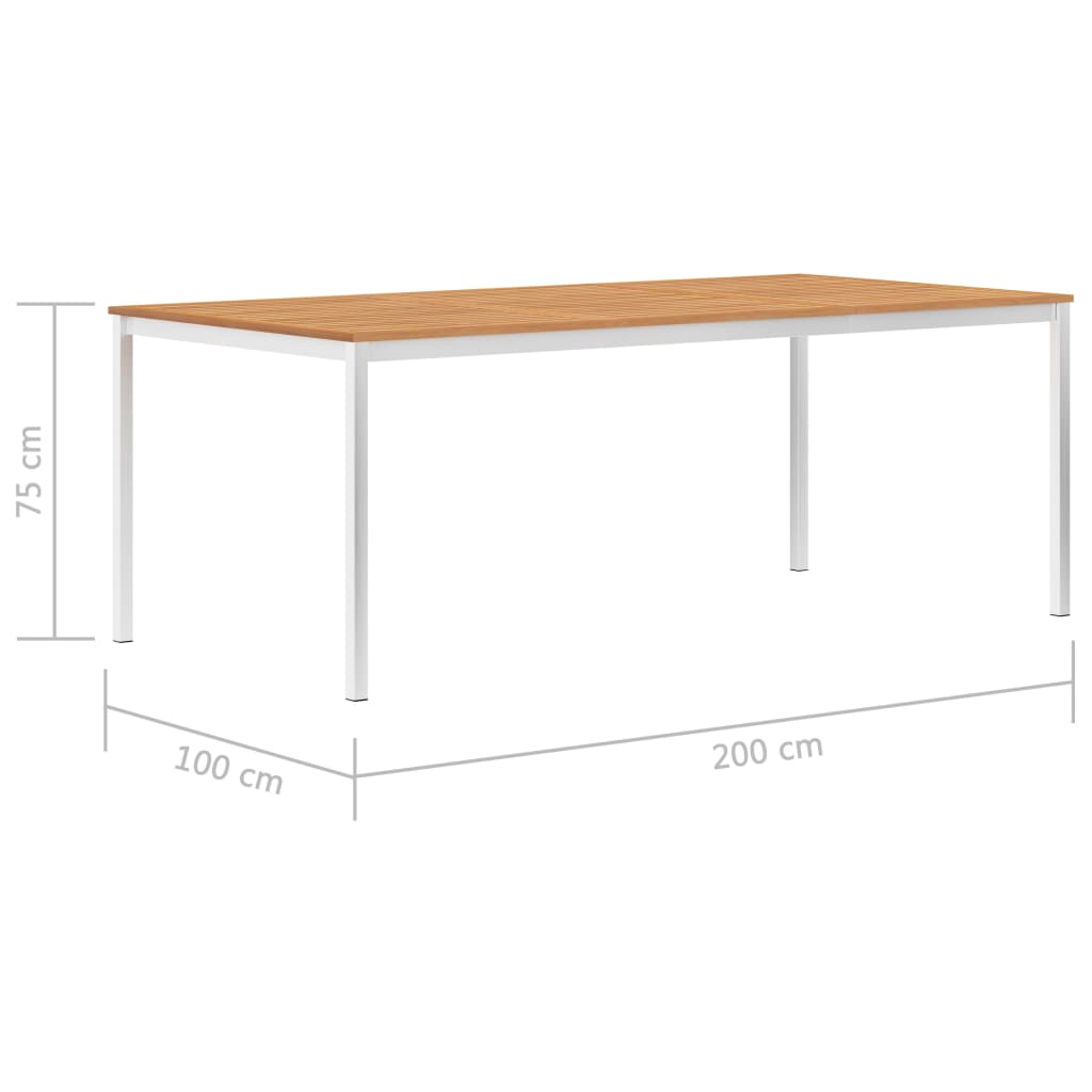 Puutarhan ruokapöytä 200x100x75 cm tiikki ja ruostumaton teräs - Sisustajankoti.fi