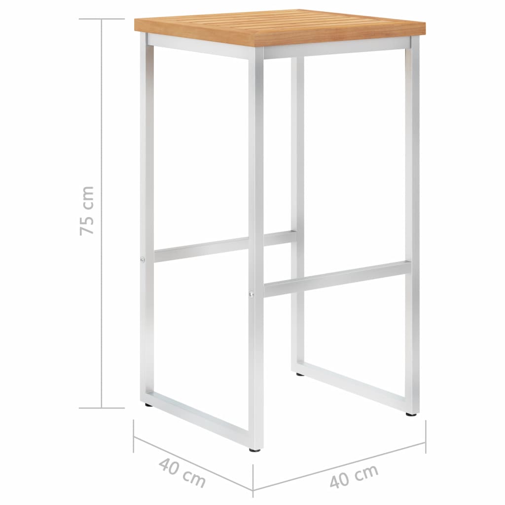 Baarituolit 4 kpl täysi tiikki ja ruostumaton teräs - Sisustajankoti.fi