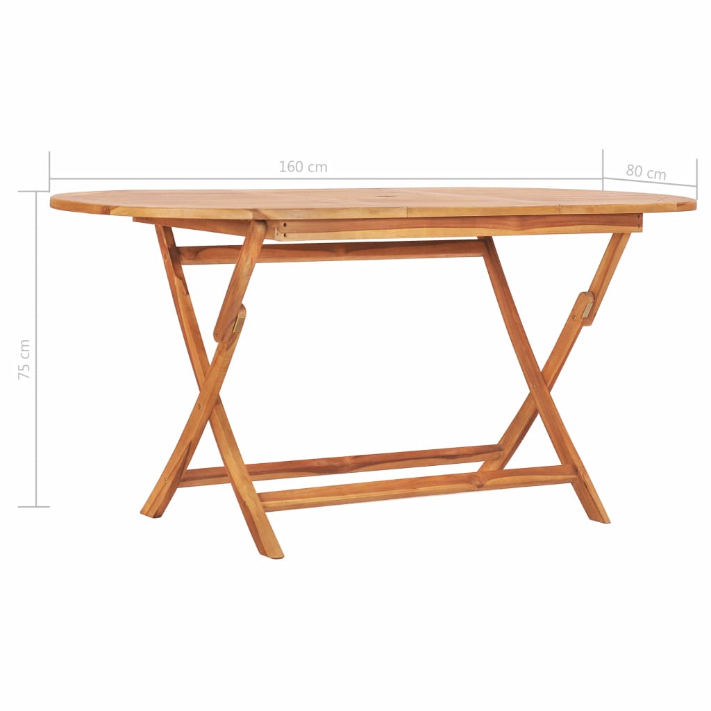 Kokoontaitettava puutarhapöytä 160x80x75 cm täysi tiikki - Sisustajankoti.fi
