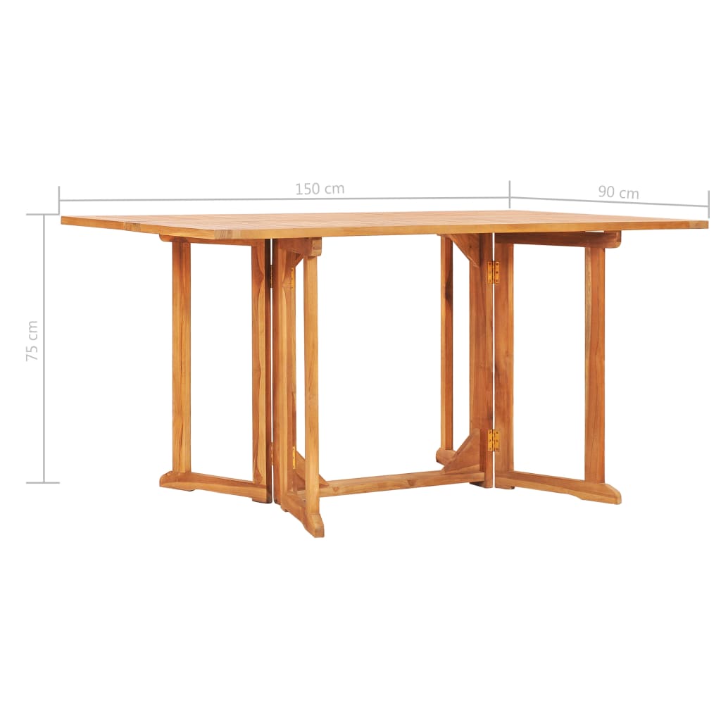 Kokoontaittuva puutarhan perhospöytä 150x90x75 cm täysi tiikki - Sisustajankoti.fi