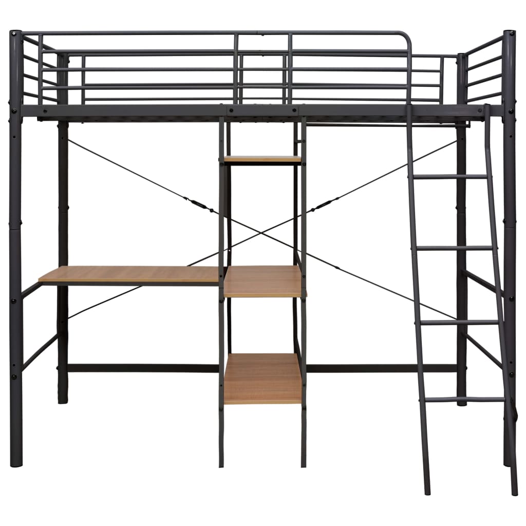 Kerrossänky pöydän rungolla musta metalli 90x200 cm - Sisustajankoti.fi