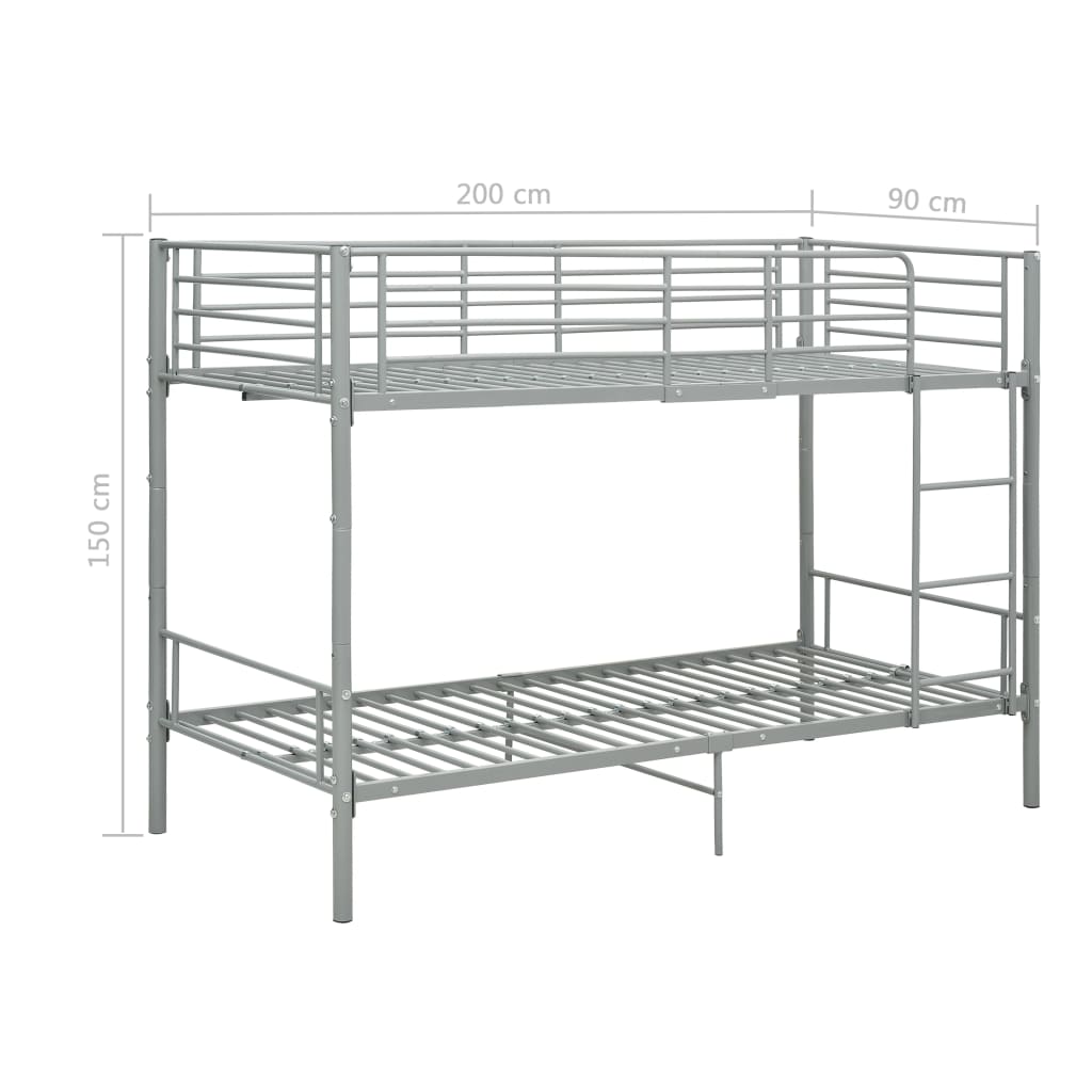 Kerrossänky harmaa metalli 90x200 cm - Sisustajankoti.fi