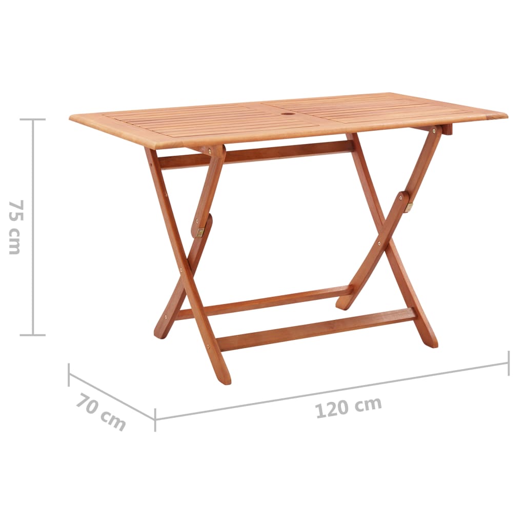 Kokoontaitettava puutarhapöytä 120x70x75 cm täysi eukalyptuspuu - Sisustajankoti.fi