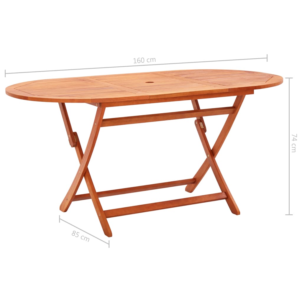 Kokoontaitettava puutarhapöytä 160x85x74 cm täysi eukalyptuspuu - Sisustajankoti.fi