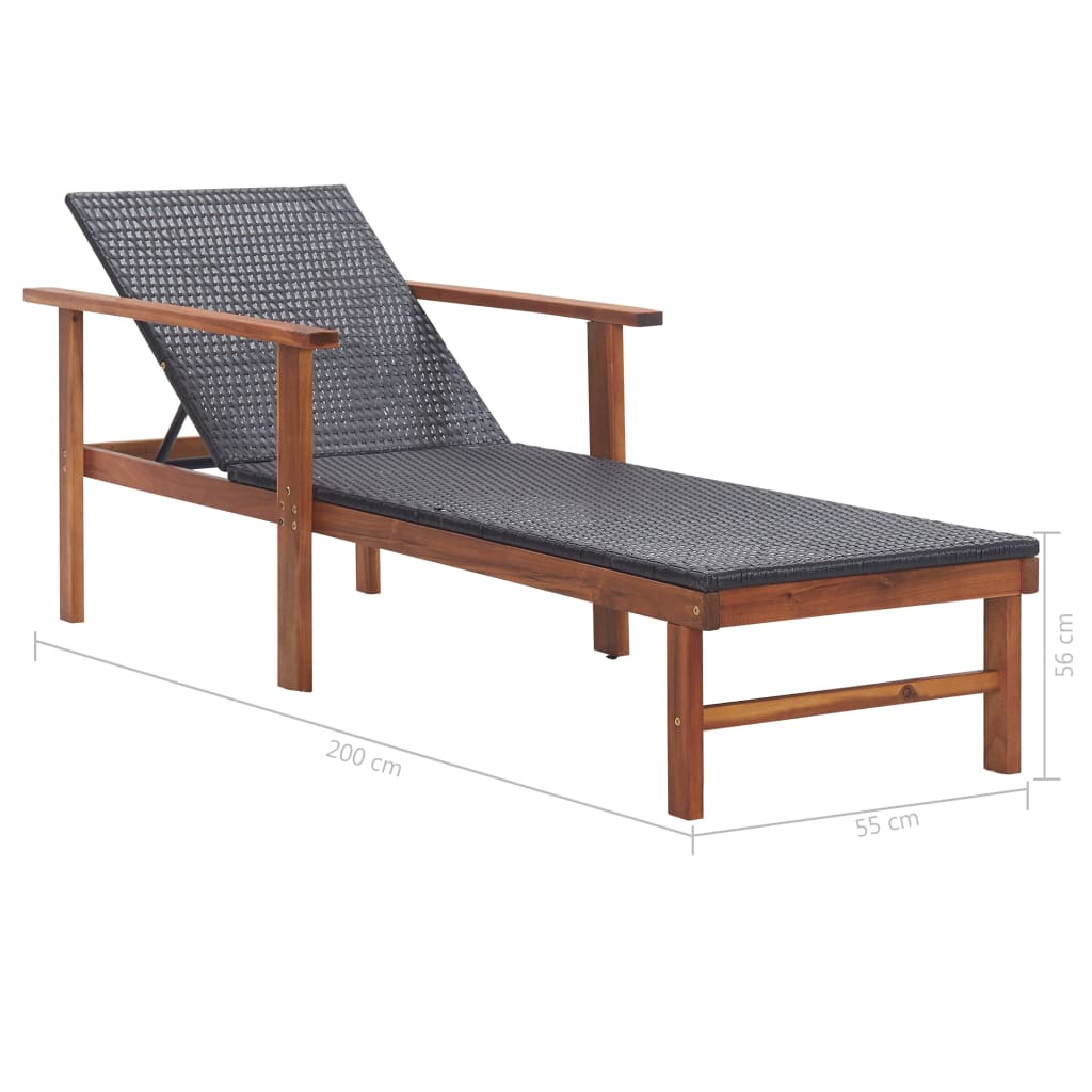 Aurinkotuoli polyrottinki ja täysi akaasiapuu musta - Sisustajankoti.fi