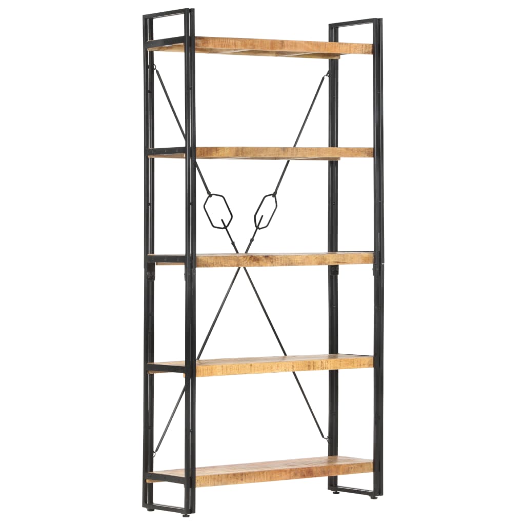 5-tasoinen kirjahylly 90x30x180 cm täysi mangopuu - Sisustajankoti.fi