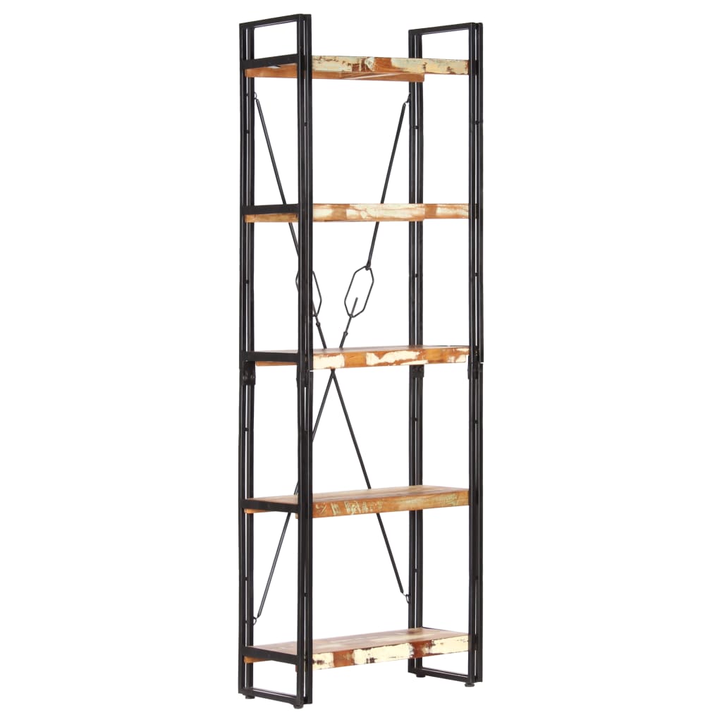 Kirjahylly 5 tasoa 60x30x180 cm kierrätetty puu - Sisustajankoti.fi