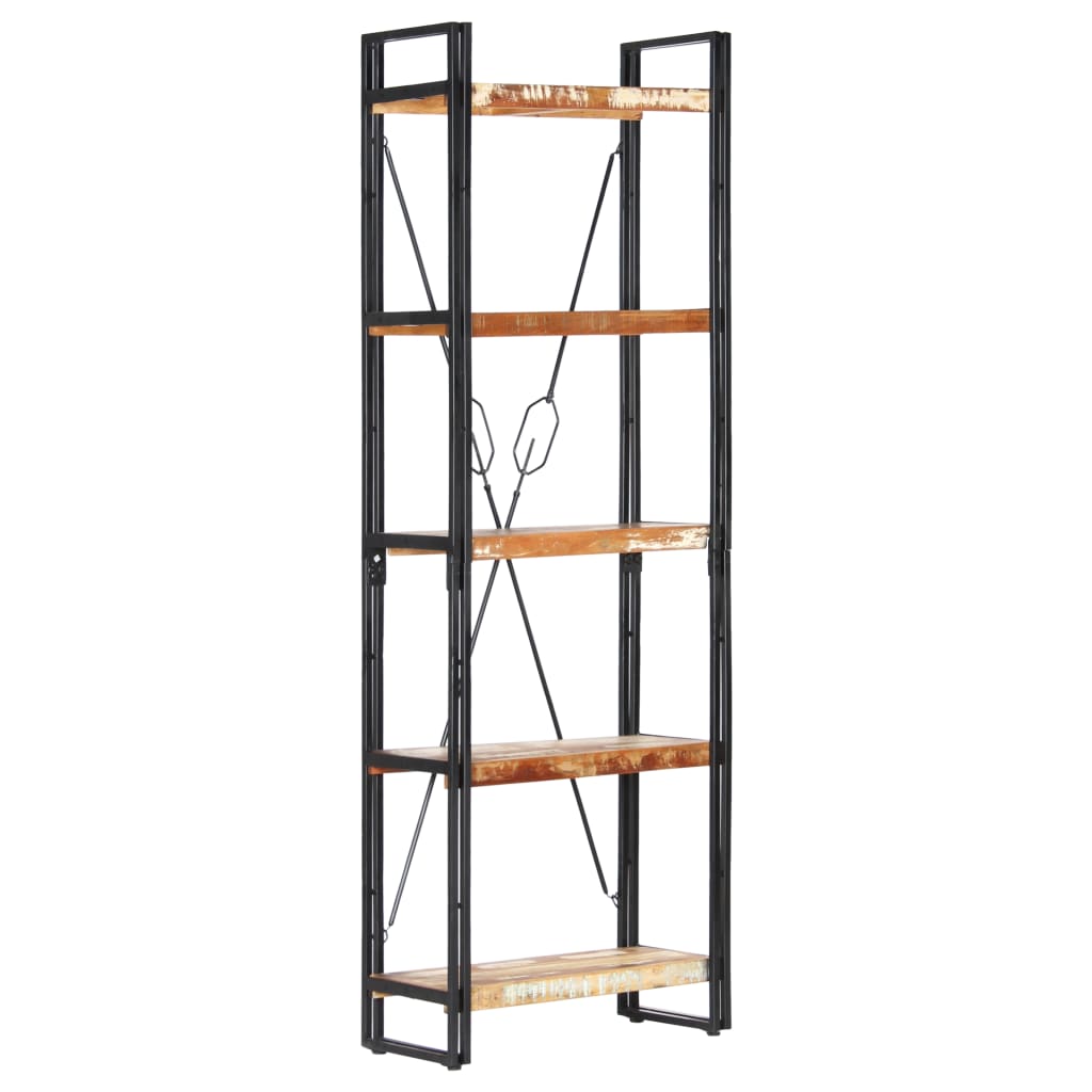 Kirjahylly 5 tasoa 60x30x180 cm kierrätetty puu - Sisustajankoti.fi