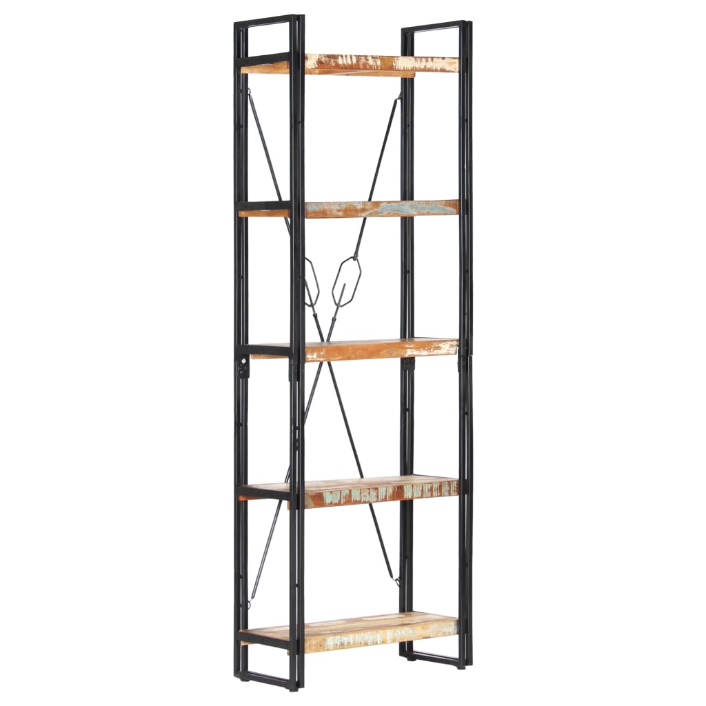 Kirjahylly 5 tasoa 60x30x180 cm kierrätetty puu - Sisustajankoti.fi