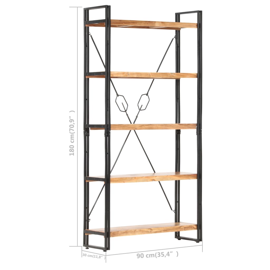 5-tasoinen kirjahylly 90x30x180 cm täysi akaasiapuu - Sisustajankoti.fi