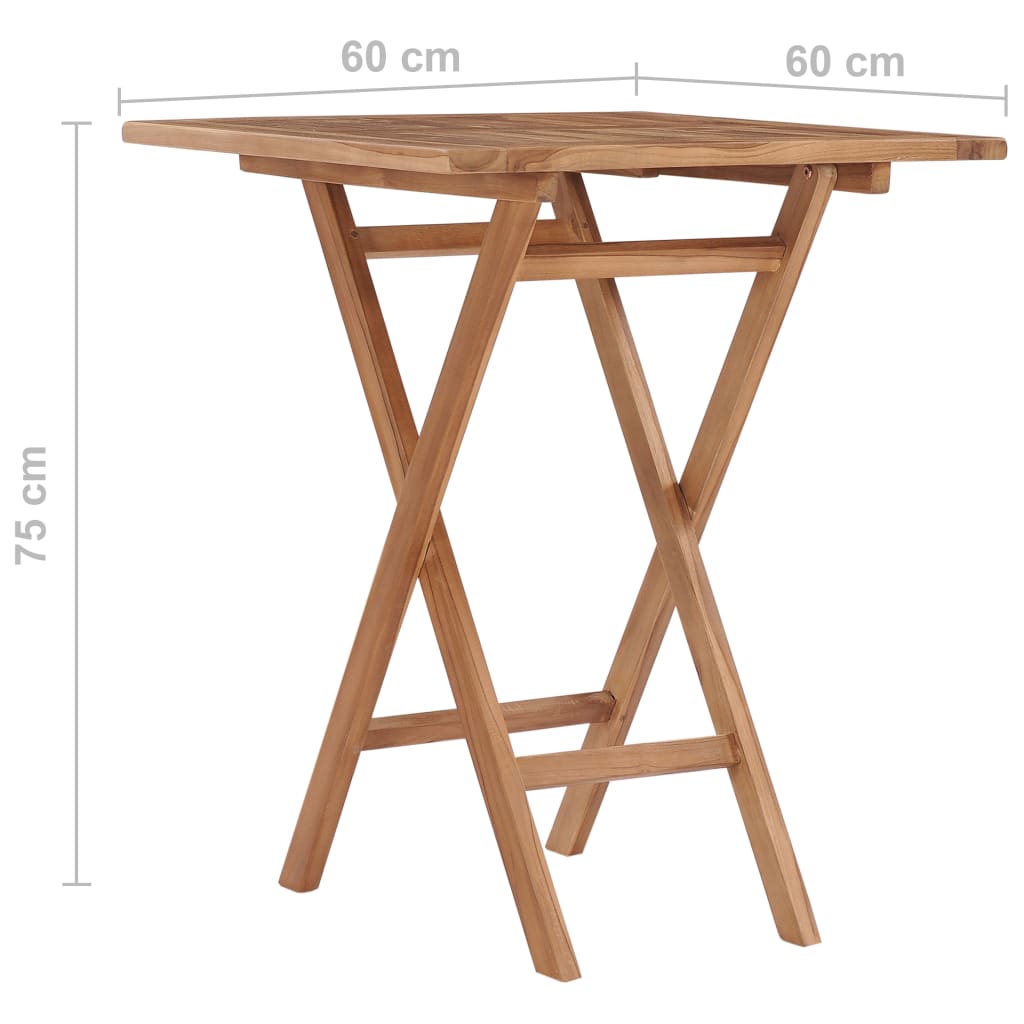 Kokoontaitettava puutarhapöytä 60x60x75 cm täysi tiikki - Sisustajankoti.fi