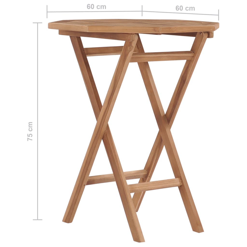 Kokoontaitettava puutarhapöytä 60x60x75 cm täysi tiikki - Sisustajankoti.fi