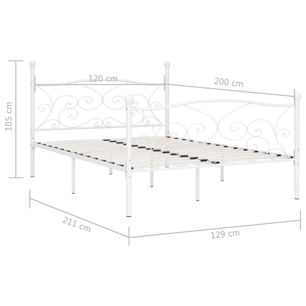 Sängynrunko sälepohjalla valkoinen metalli 120x200 cm - Sisustajankoti.fi