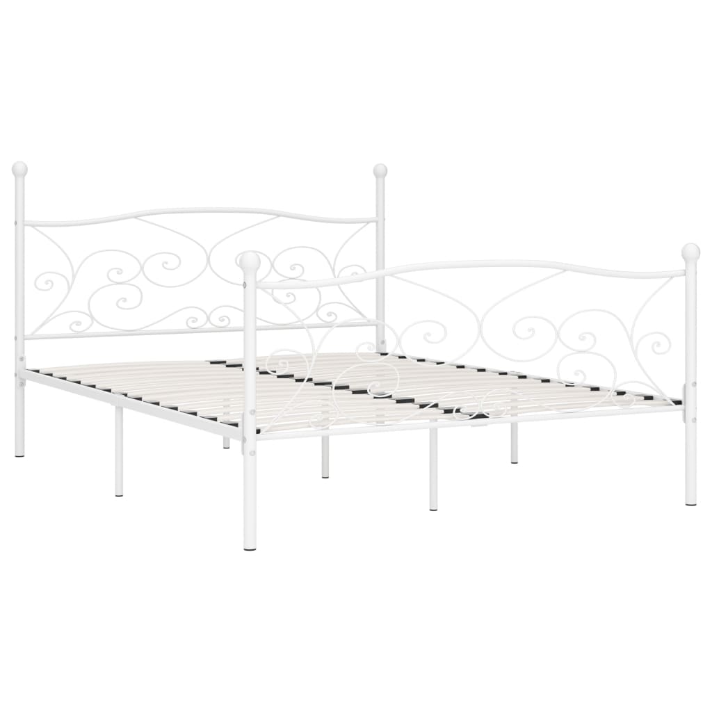 Sängynrunko sälepohjalla valkoinen metalli 200x200 cm - Sisustajankoti.fi