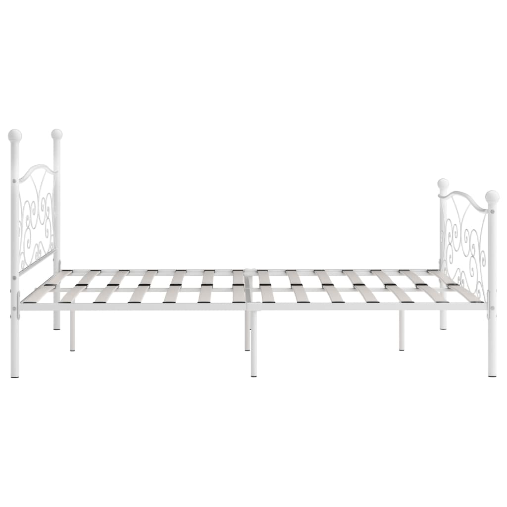Sängynrunko sälepohjalla valkoinen metalli 200x200 cm - Sisustajankoti.fi