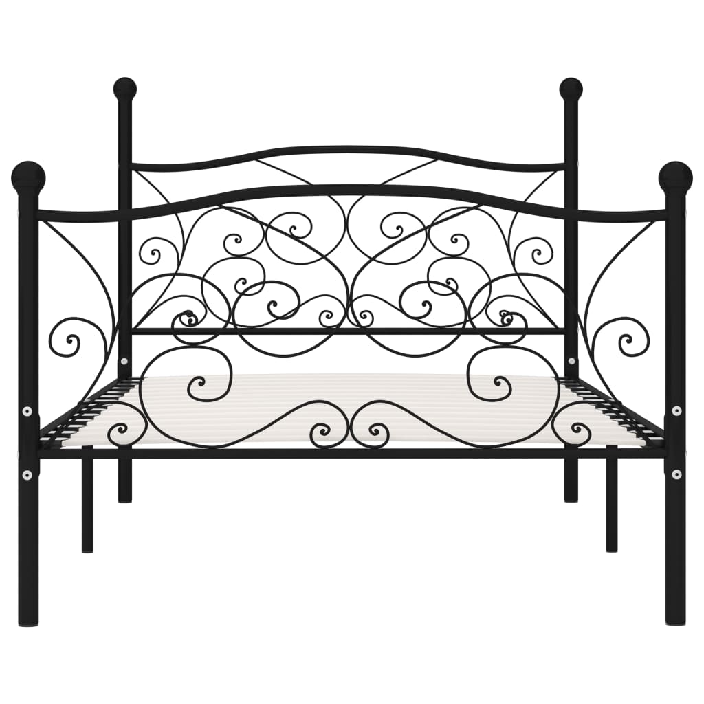 Sängynrunko sälepohjalla musta metalli 90x200 cm - Sisustajankoti.fi