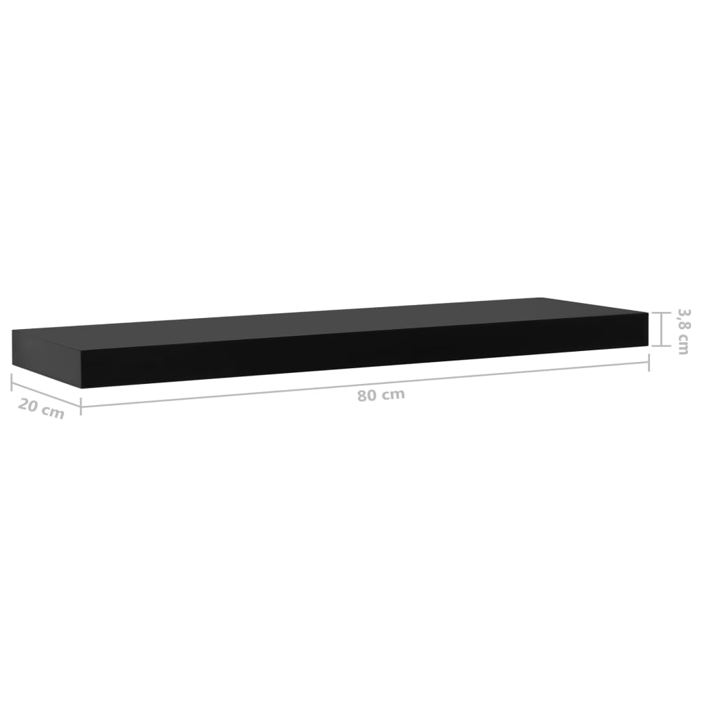 Kelluvat seinähyllyt 2 kpl musta 80x20x3,8 cm - Sisustajankoti.fi