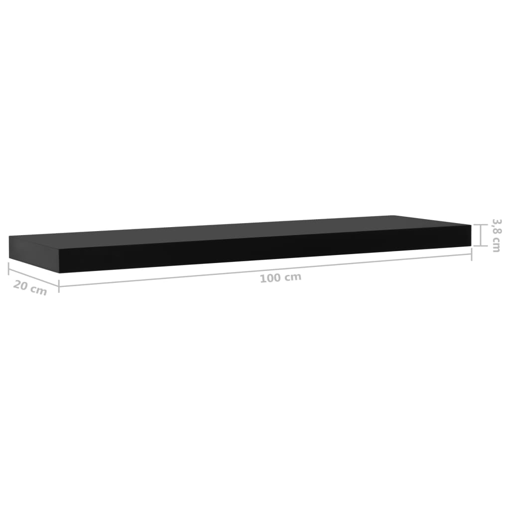 Kelluvat seinähyllyt 2 kpl musta 100x20x3,8 cm - Sisustajankoti.fi